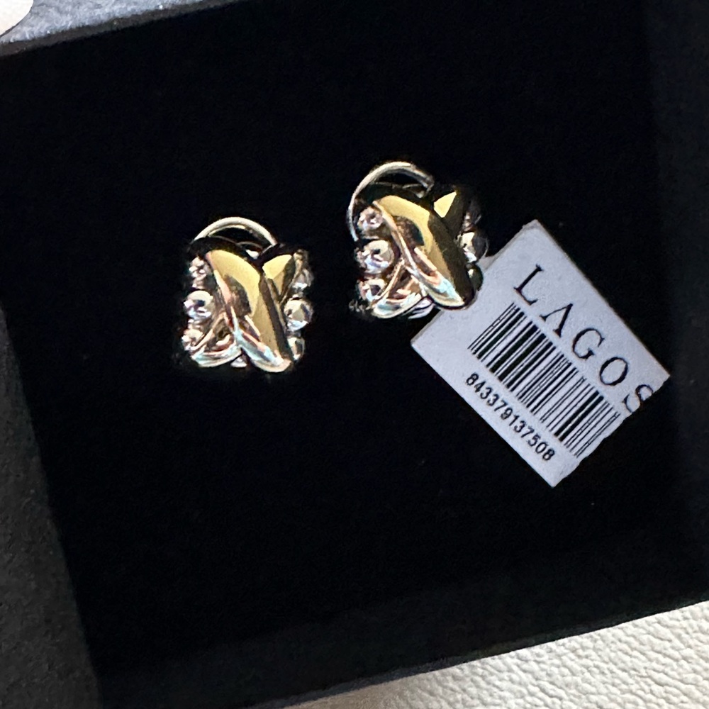 LAGOS Embrace Two-Tone X Omega Clip 11MM Earrings - Picture 3 of 12